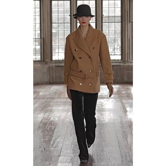 Badgley Mischa Coat Rosalie Notch Collar Camel Brown S New $268 Belted Designer